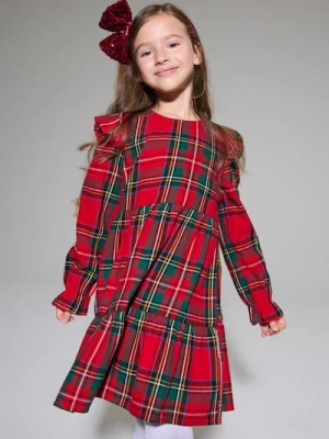 Sinsay - Sukienka w kratę z falbanami - wielobarwny