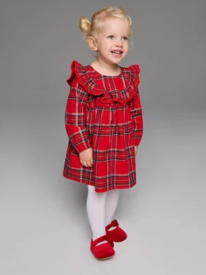 Sinsay - Sukienka w kratę z falbanką - czerwony