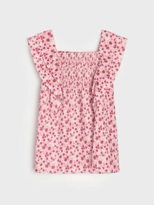 Sinsay - Sukienka w kwiatowy wzór z marszczeniami - biały