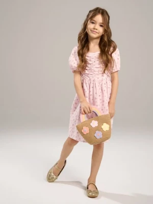 Sinsay - Sukienka w kwiatowy wzór z marszczeniami - wielobarwny