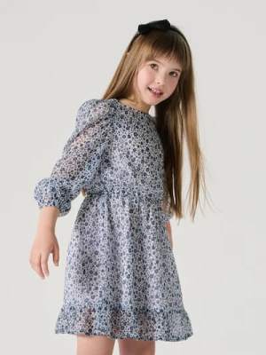 Sinsay - Sukienka w kwiaty z delikatną falbaną - wielobarwny