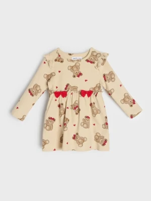 Sinsay - Sukienka w misie z kokardkami - kremowy