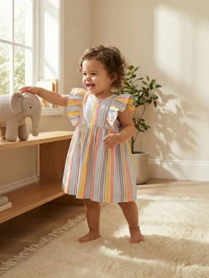 Sinsay - Sukienka w paski z falbankami - wielobarwny