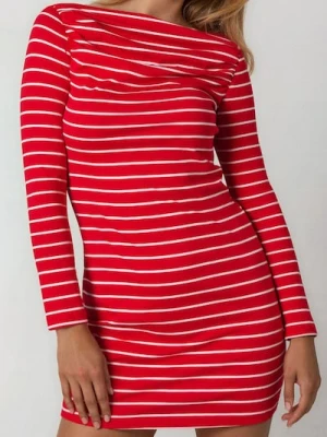 Sinsay - Sukienka w paski z marszczonym dekoltem - wielobarwny