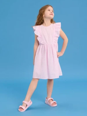 Sinsay - Sukienka w paski z ozdobnymi falbanami przy ramionach - wielobarwny