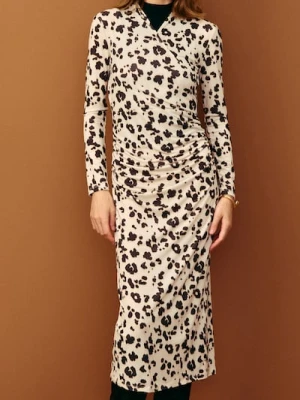 Sinsay - Sukienka we wzór w panterkę z marszczeniami - wielobarwny