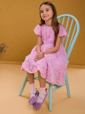 Sinsay - Sukienka z aplikacjami 3D w kształcie kwiatów - różowy