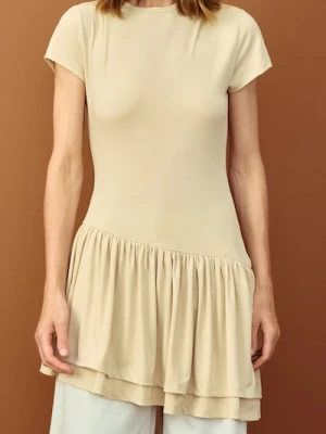 Sinsay - Sukienka z asymetrycznym dołem - beżowy