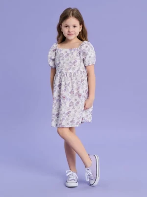 Sinsay - Sukienka z bufiastymi rękawkami w motyw kwiatowy - wielobarwny