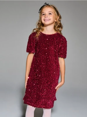 Sinsay - Sukienka z cekinami - bordowy