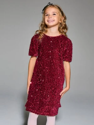 Sinsay - Sukienka z cekinami - bordowy