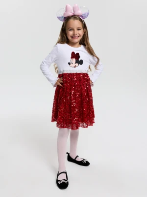 Sinsay - Sukienka z cekinową spódnicą i nadrukiem Minnie Mouse - wielobarwny