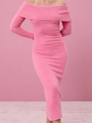 Sinsay - Sukienka z dekoracyjnym dekoltem - różowy