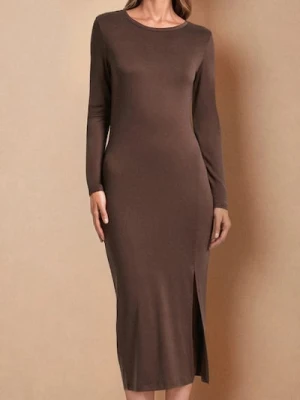 Sinsay - Sukienka z długim rękawem - brązowy