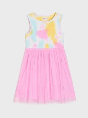 Sinsay - Sukienka z efektem tie-dye wykonczona różowym tiulem - wielobarwny