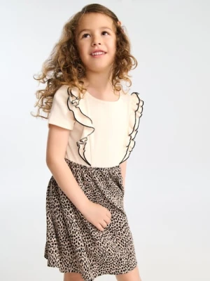 Sinsay - Sukienka z falbanami w panterkę - wielobarwny