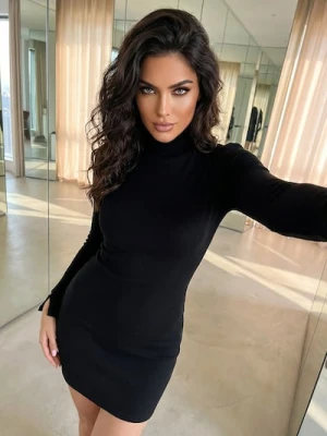 Sinsay - Sukienka z golfem - czarny