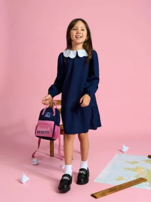 Sinsay - Sukienka z kołnierzem - granatowy