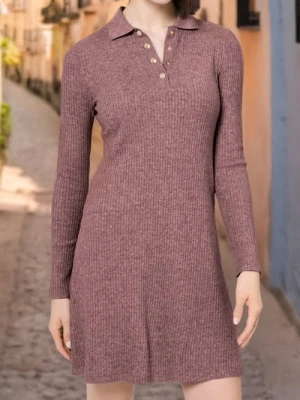 Sinsay - Sukienka z kołnierzykiem - różowy