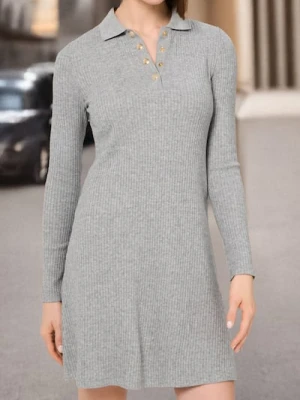 Sinsay - Sukienka z kołnierzykiem - szary
