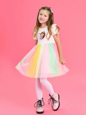 Sinsay - Sukienka z kolorowym tiulem Gabby's Dollhouse - kremowy