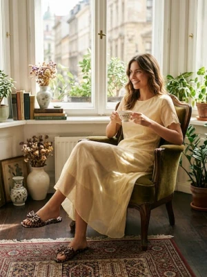 Sinsay - Sukienka z koronkowym wzorem kwiatowym - kremowy