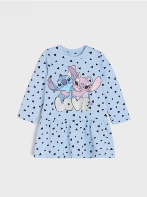 Sinsay - Sukienka z nadrukiem Stitch - błękitny