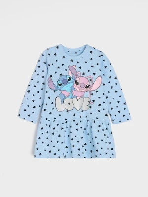 Sinsay - Sukienka z nadrukiem Stitch - błękitny