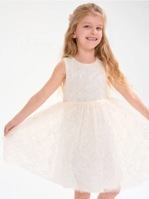 Sinsay - Sukienka z ozdobnymi cekinami - biały