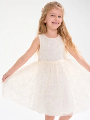 Sinsay - Sukienka z ozdobnymi cekinami - biały