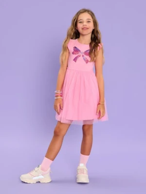 Sinsay - Sukienka z ozdobnymi cekinami - różowy