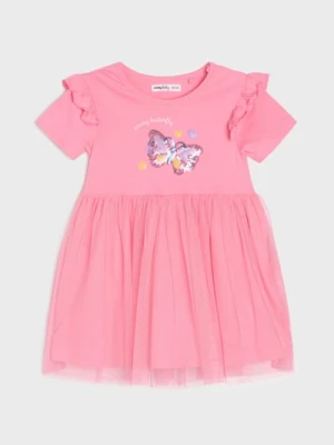 Sinsay - Sukienka z ozdobnymi cekinami wykończona tiulem - różowy