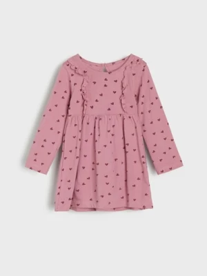 Sinsay - Sukienka z ozdobnymi falbanami w serca - różowy