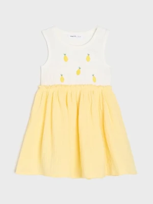 Sinsay - Sukienka z prazkowanej dzianiny i strukturalnej tkaniny - biały