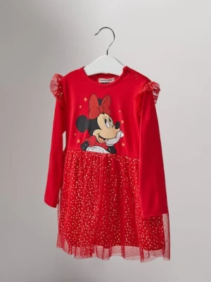 Sinsay - Sukienka z tiulem i brokatowym nadrukiem Minnie Mouse - czerwony