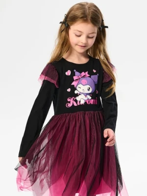 Sinsay - Sukienka z tiulem w kontrastowych kolorach Kuromi - czarny