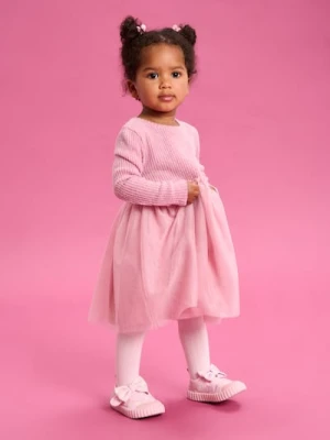 Sinsay - Sukienka z tiulem z cieplejszej dzianiny - różowy