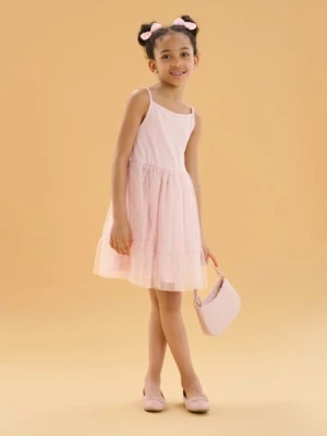 Sinsay - Sukienka z tiulowym dołem - różowy