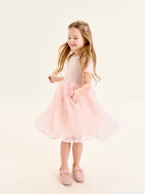 Sinsay - Sukienka z tiulowym dołem - różowy