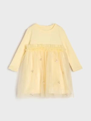 Sinsay - Sukienka z tiulowym dołem - żółty