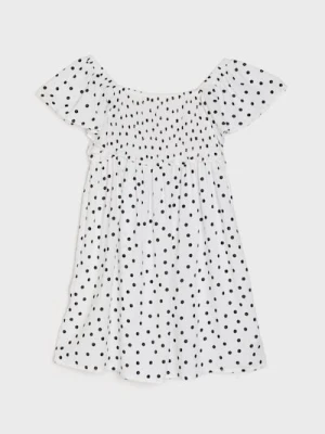 Sinsay - Sukienka z wiskozy w groszki - kremowy