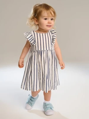 Sinsay - Sukienka z wiskozy z ozdobnymi falbanami - biały