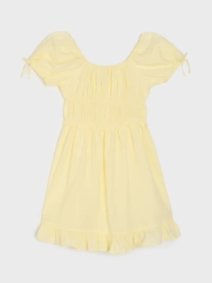 Sinsay - Sukienka z wiskozy zdobiona marszczeniami i falbanami - żółty