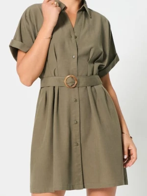 Sinsay - Sukienka z zapięciem na guziki - khaki