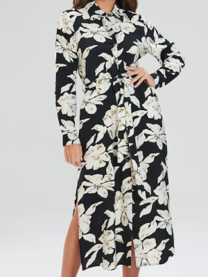 Sinsay - Sukienka ze wzorem w kwiaty - czarny