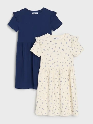 Sinsay - Sukienki z prążkowanej dzianiny z ozdobnymi falbanami 2 pack - wielobarwny