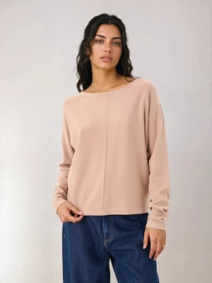 Sinsay - Sweter basic z ozdobnym przeszyciem z wiskozą - beżowy