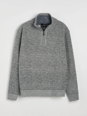Sinsay - Sweter half-zip ze stójką - szary