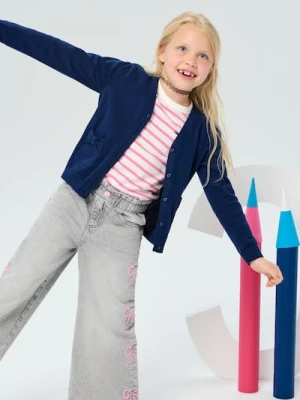 Sinsay - Sweter na guziki z ozdobnymi kieszeniami - granatowy