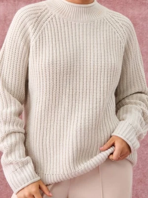 Sinsay - Sweter o grubym splocie - kremowy